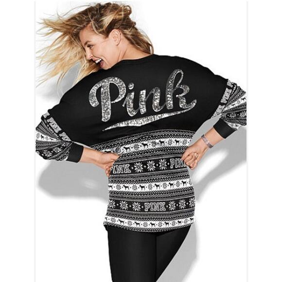 Pink Victoria’s Secret bling Christmas Small sweatshirt Snowflake Fairy Holidays - Picture 1 of 7